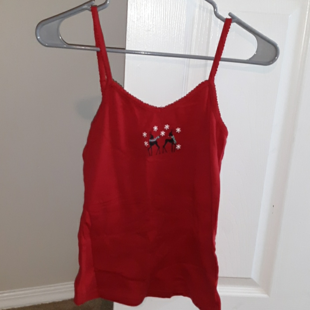 Red reindeer tank top